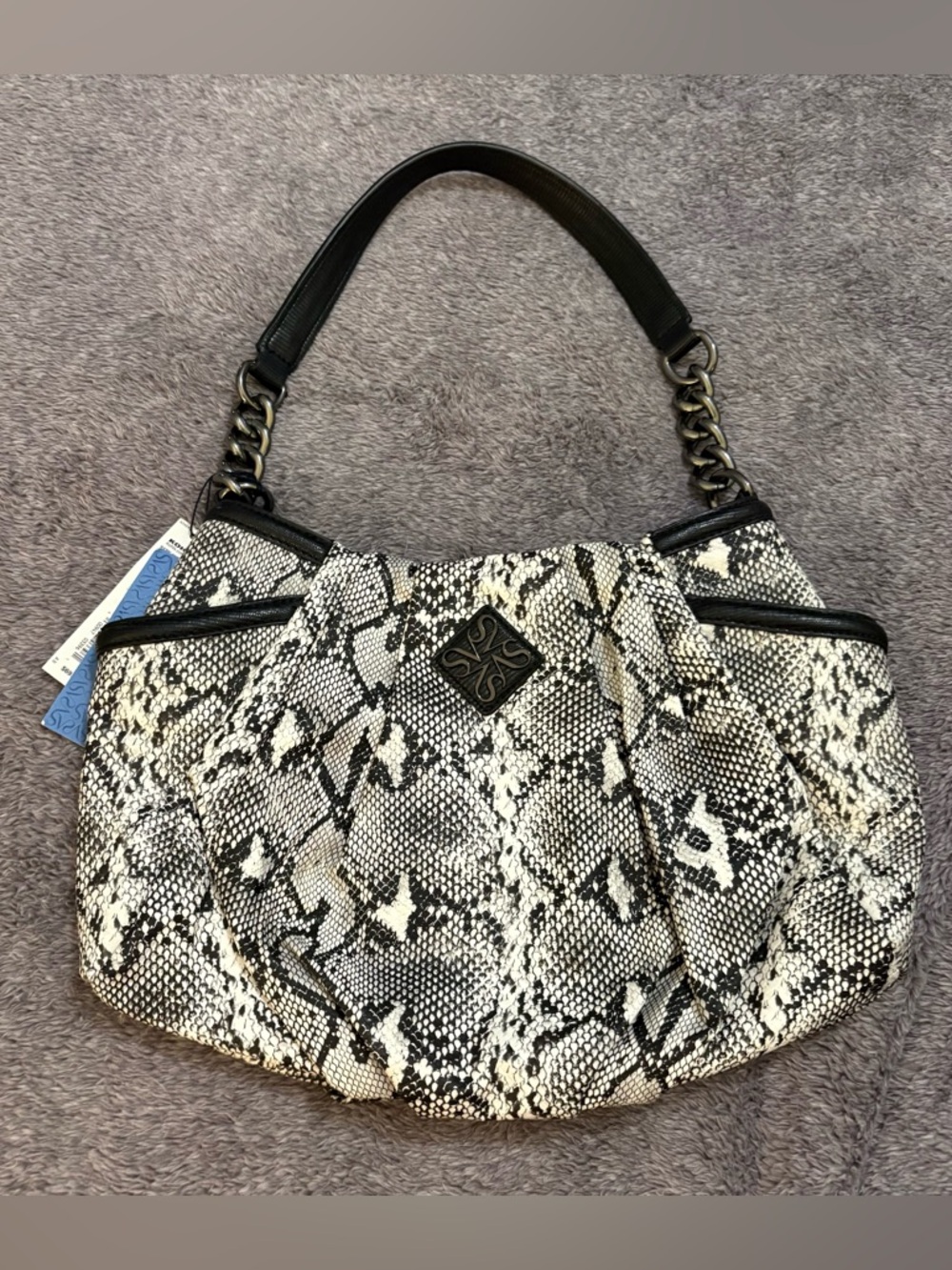 Simply Vera Vera Wang Black & Cream Snake-Print Shoulder Bag